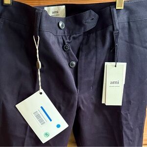 Ami Alexandre Mattiussi Men's cigarette fit trousers in navy cotton